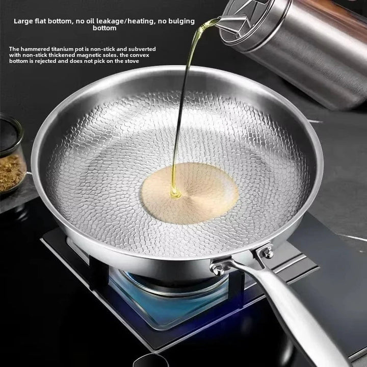 High-performance titanium hammered non-stick frying pan, perfect for induction, durable and easy-clean.