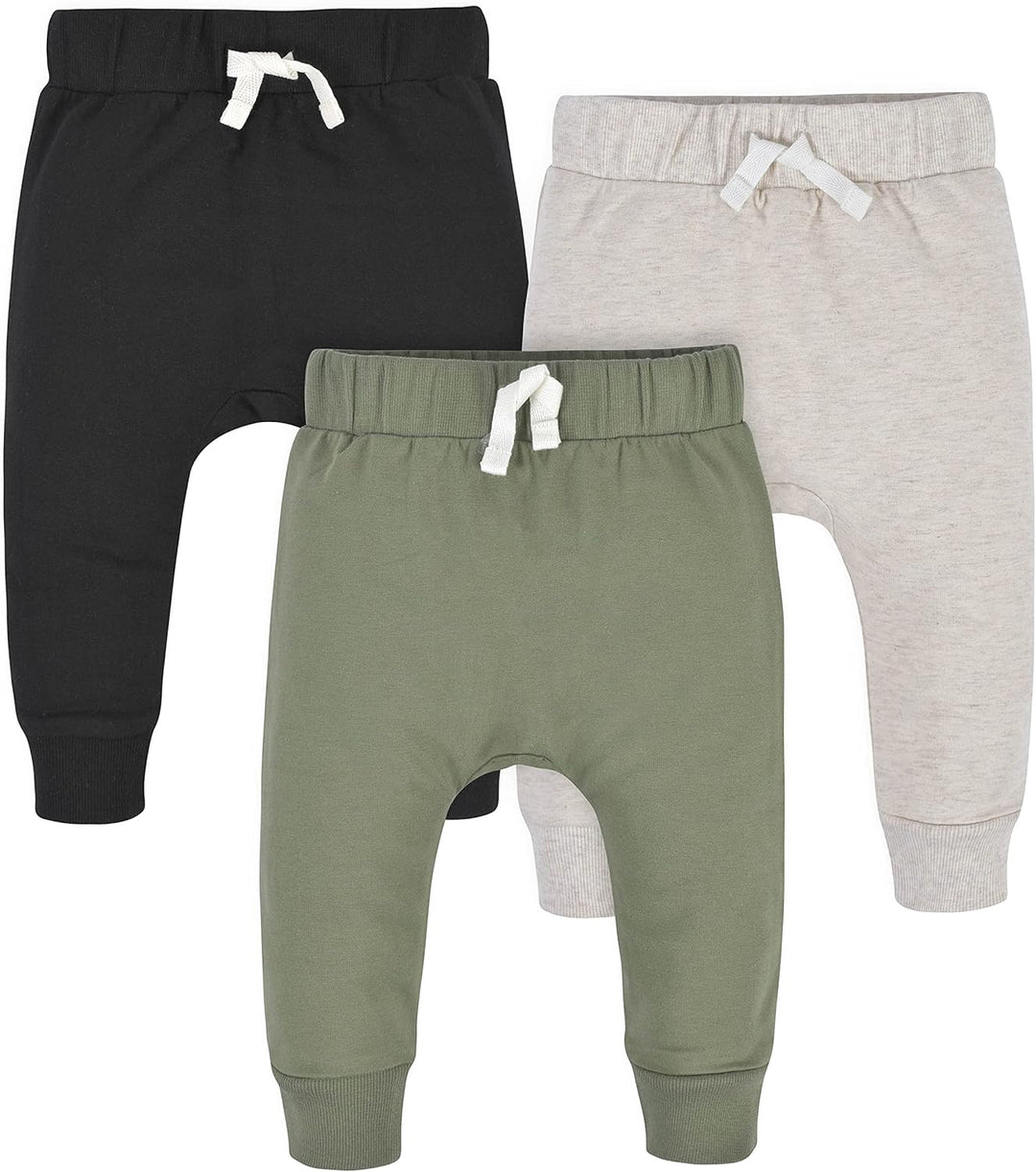 Toddler boys' & girls' jogger pants 3-pack, soft cotton blend for cozy comfort and everyday playwear.