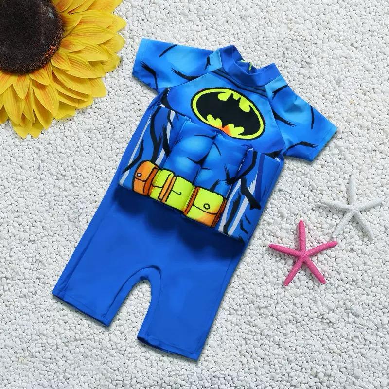 Bright yellow kids' swim vest with shorts, SPF 50 for pool & beach.