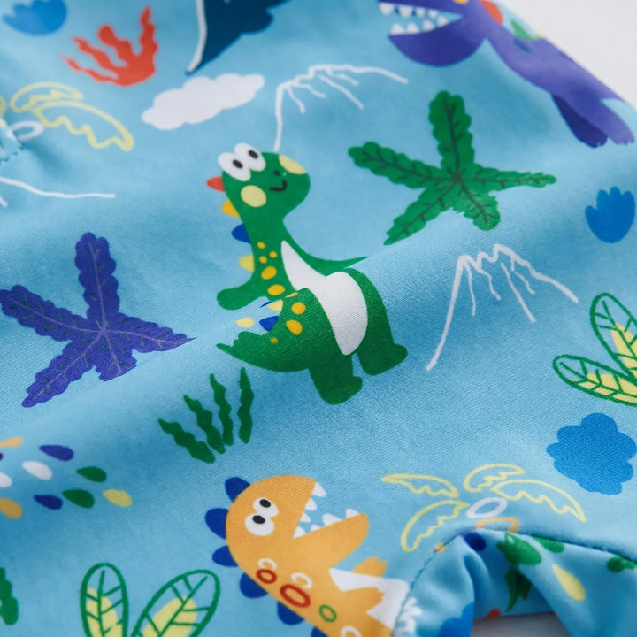 Kids UPF 50+ long-sleeve swim set with sun hat for toddlers. Ideal sun protection for beach days & outdoor fun.