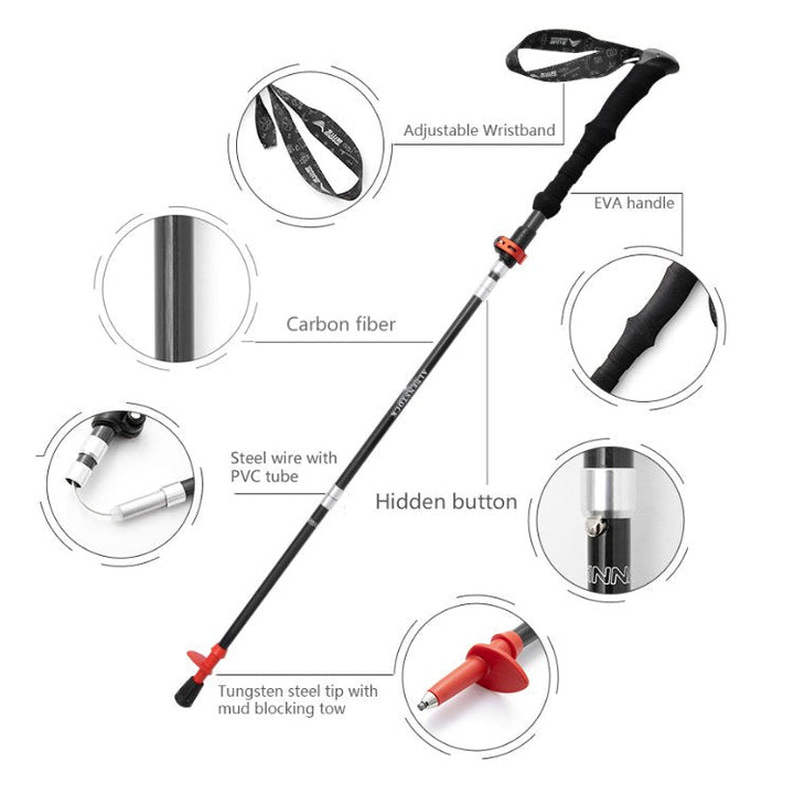 TrailMate compact aluminum trekking pole folded, perfect for easy transport and outdoor adventures