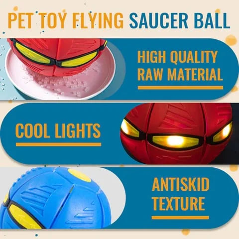 Interactive flying saucer ball dog toy. A durable outdoor pet toy for fetch, active play & pet supplies.