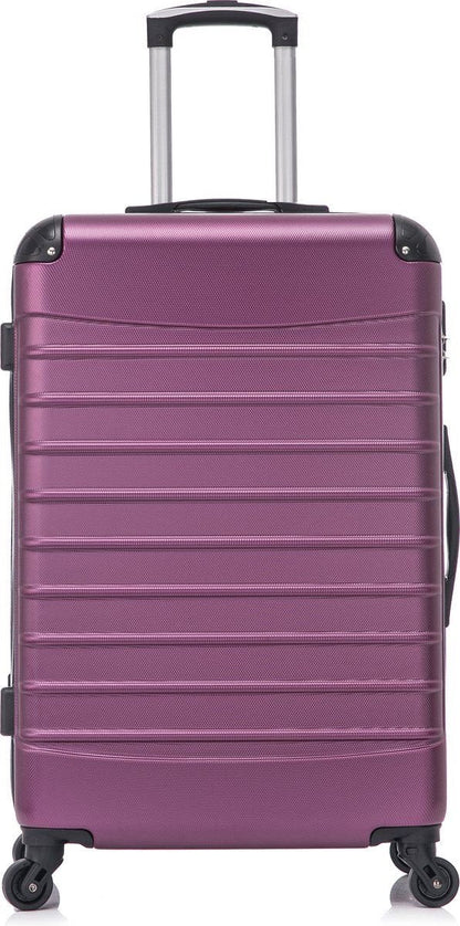 Elegant bordeaux 2-piece hardshell suitcase set with rolling spinner wheels for easy travel.
