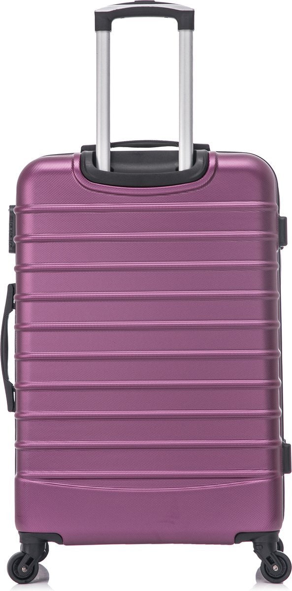 Convenient bordeaux hardshell 2-piece luggage set, featuring spinner wheels for smooth mobility.