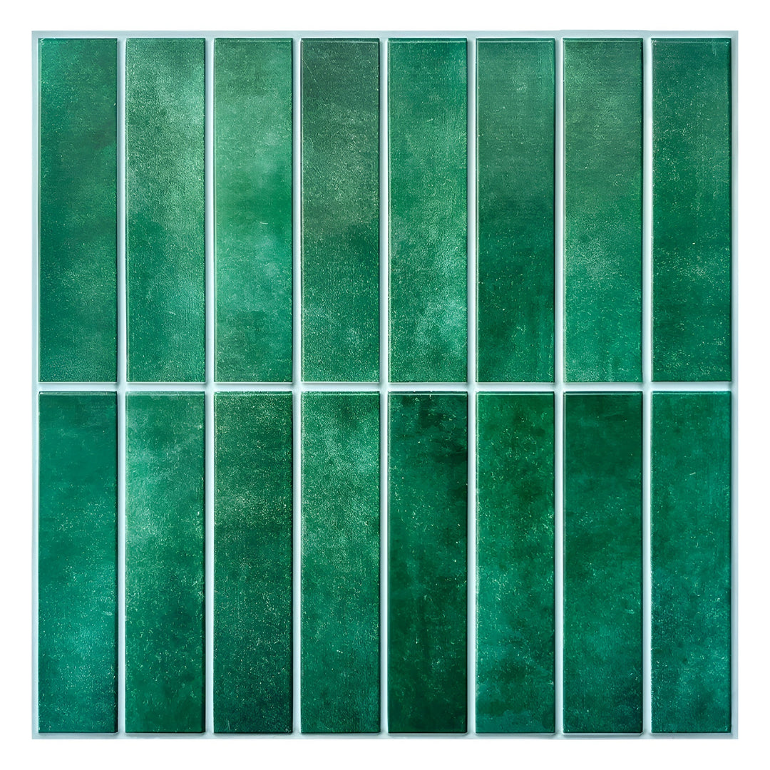 Peel & stick 3D ceramic look wall panels. Waterproof & heat resistant for kitchen backsplash or bathroom decor.