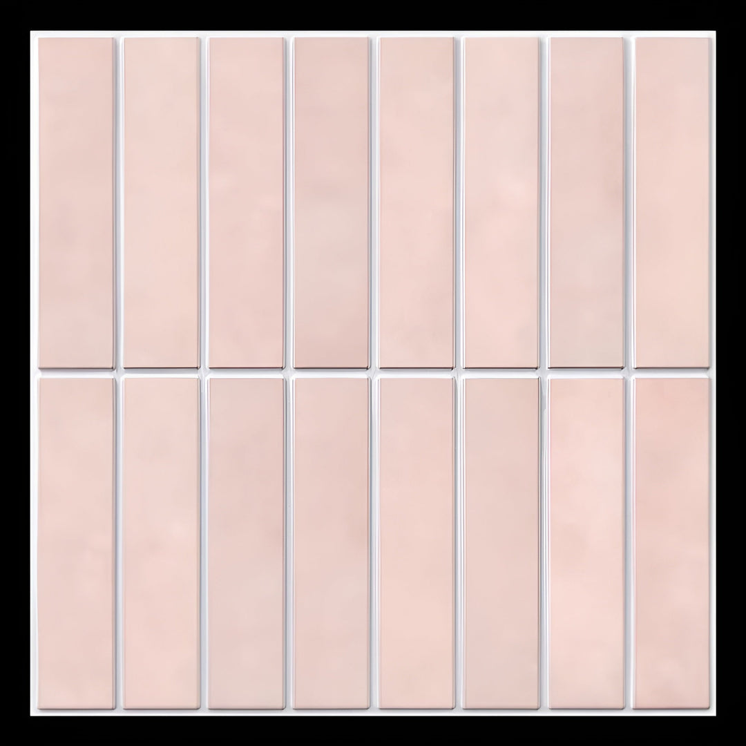 Waterproof & heat resistant 3D ceramic look wall panels. Trendy peel and stick for kitchen & bathroom updates.