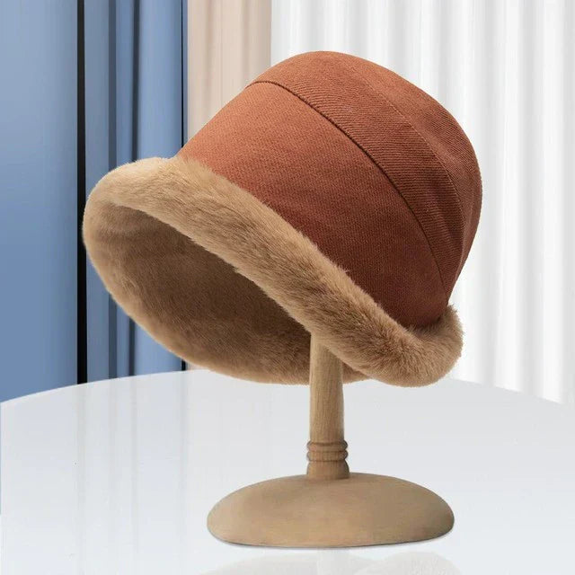 Warm fleece-lined women's knit hat. Trendy winter beanie for ultimate comfort & style in cold weather. FrostChic.