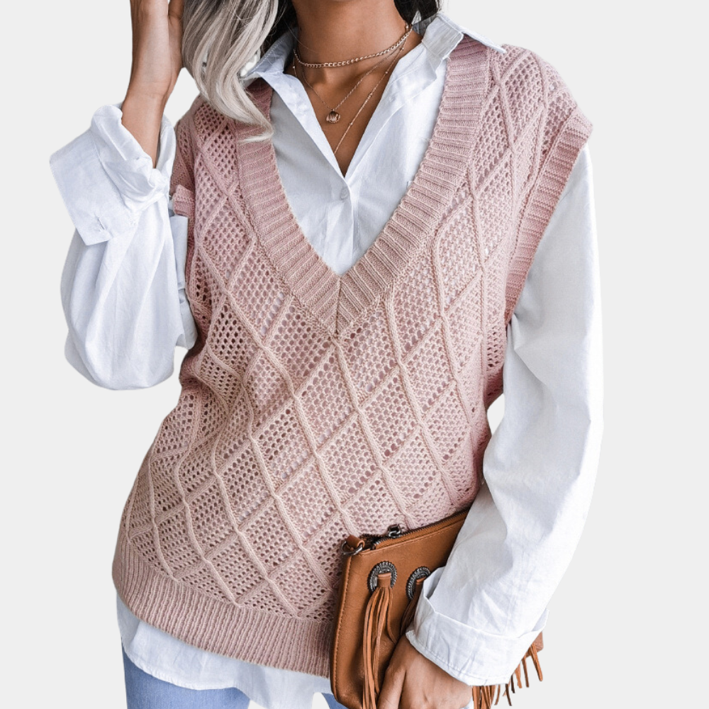 Chic women's knitted sweater, ideal layering piece for autumn & winter. Comfortable & trendy casual wear.