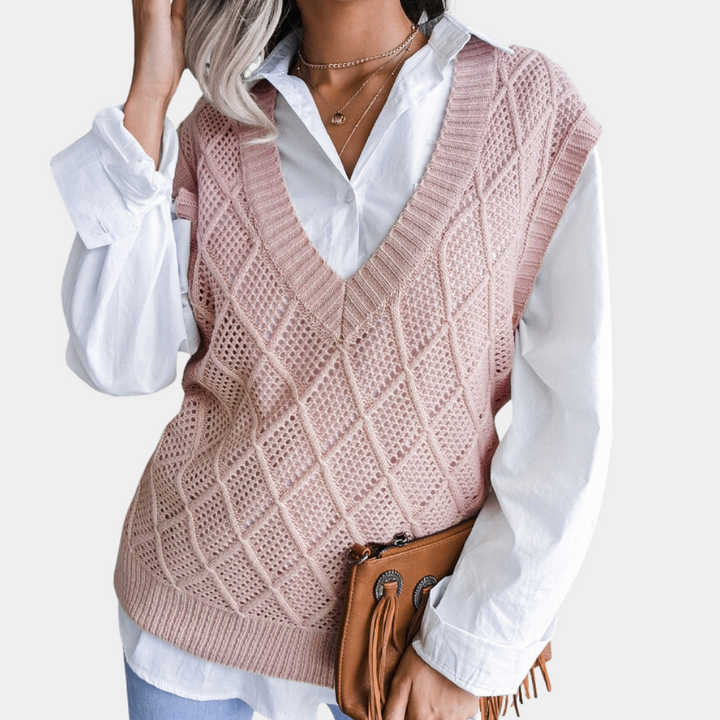 Chic women's knitted sweater, ideal layering piece for autumn & winter. Comfortable & trendy casual wear.