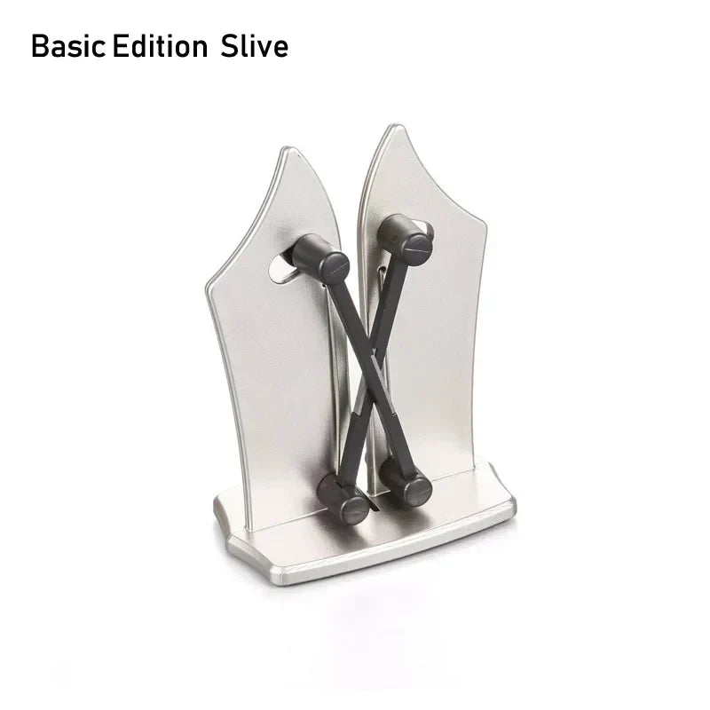 Durable triple-action blade sharpener, an essential kitchen tool for professional knife care.