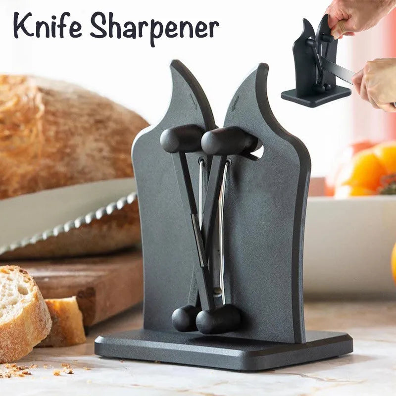 Professional triple-action sharpening system, an essential stainless steel kitchen utensil.