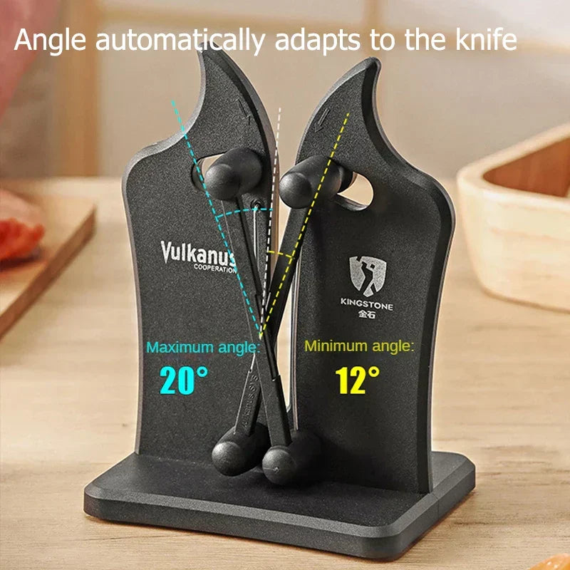 Easy-to-use triple-action knife sharpener, perfect for home cooking and keeping blades sharp.
