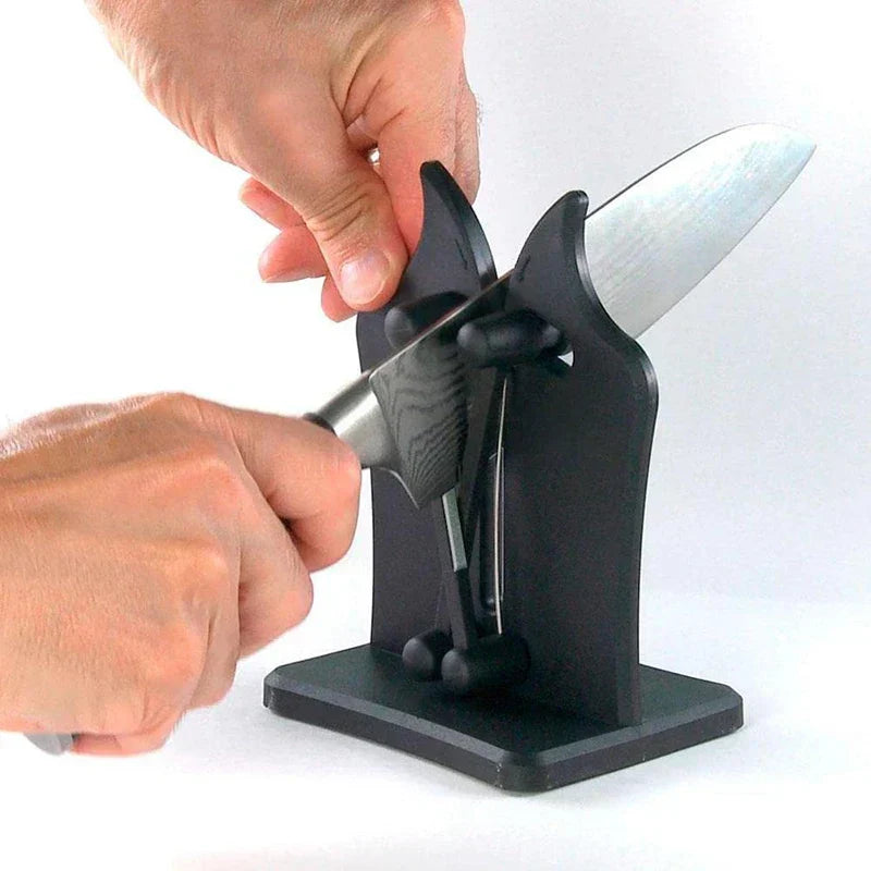 Versatile triple-action knife sharpener, a durable kitchen tool for professional chefs & home users.