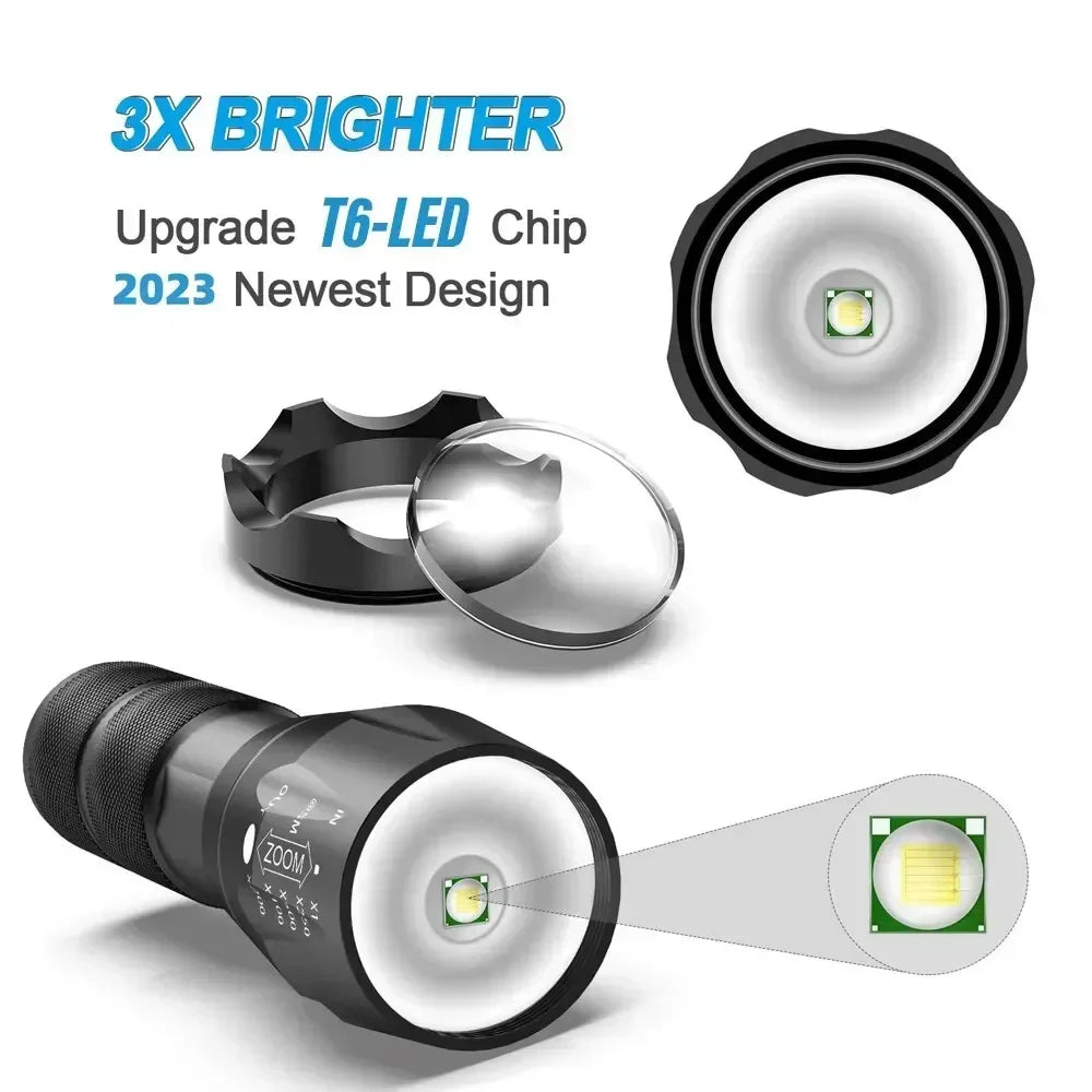 Emergency light: high lumen LED tactical flashlight with zoom, ready for any situation