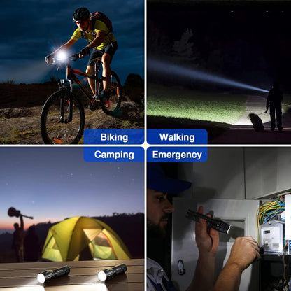 High lumen LED tactical flashlights, 2-pack, for versatile outdoor lighting and safety