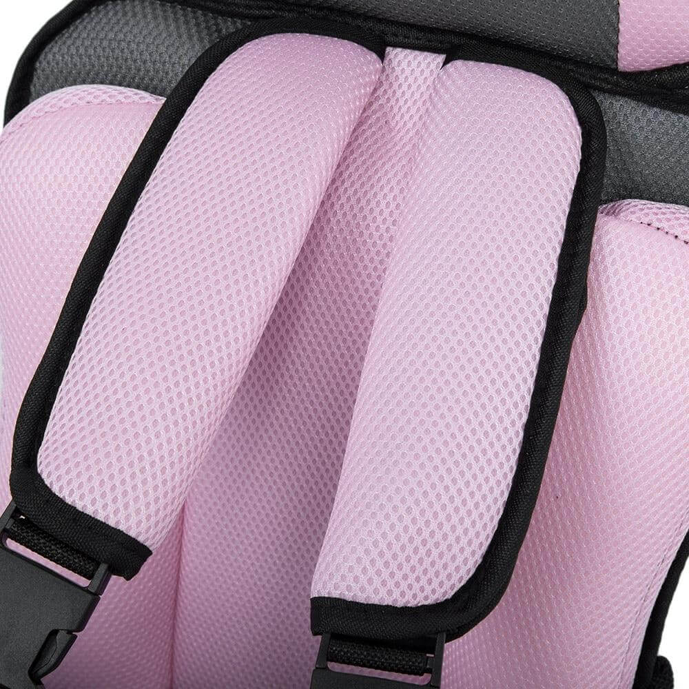 Breathable fabric on a child car seat, providing ultimate comfort & protection with an adjustable 5-point harness.