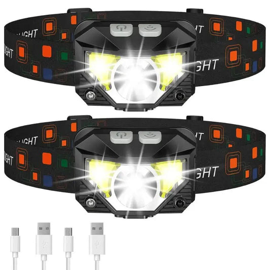 Ultra-Bright Motion-Sensor Headlamp, 2-pack, for hands-free outdoor lighting and camping