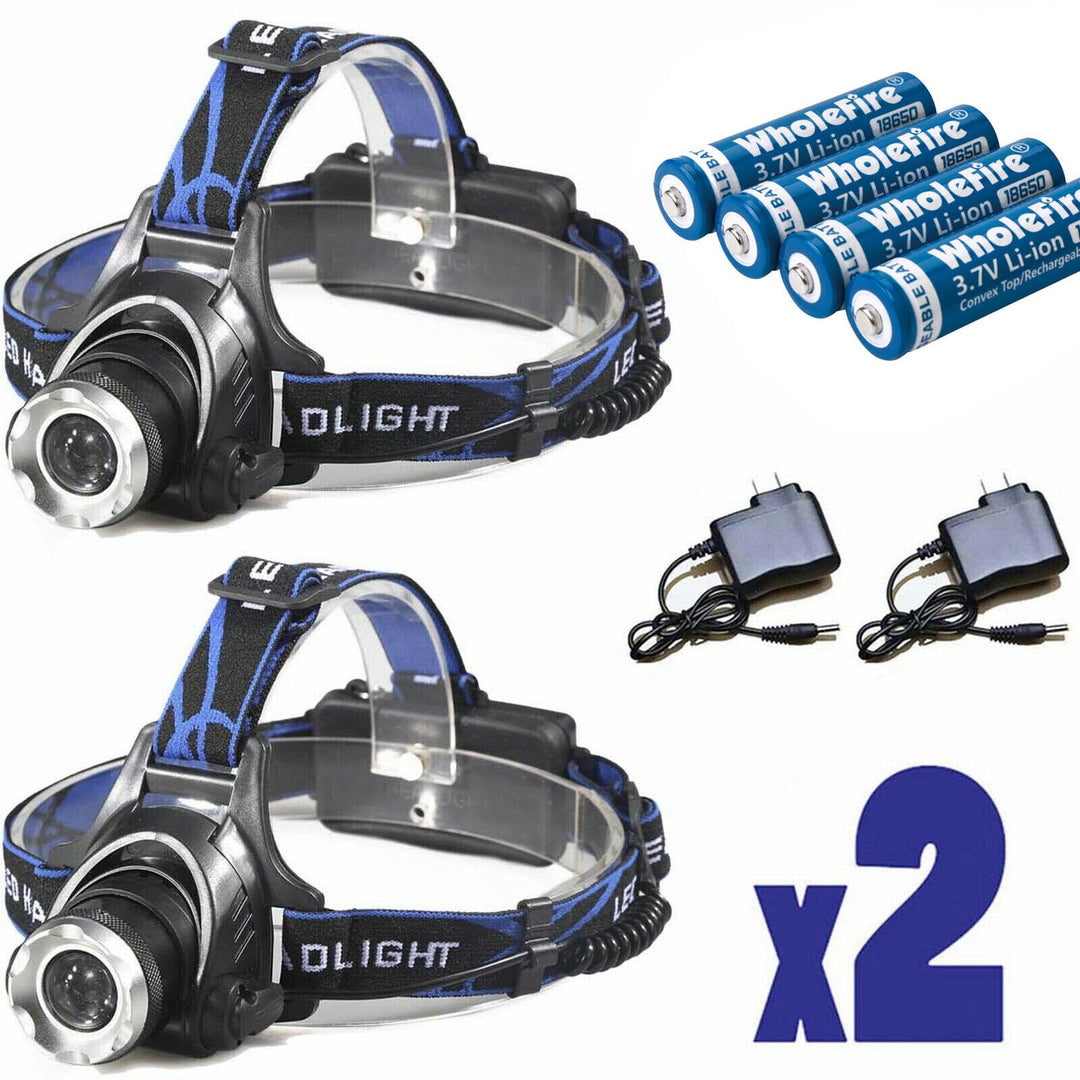 Close-up of waterproof rechargeable headlamp with comfortable elastic band