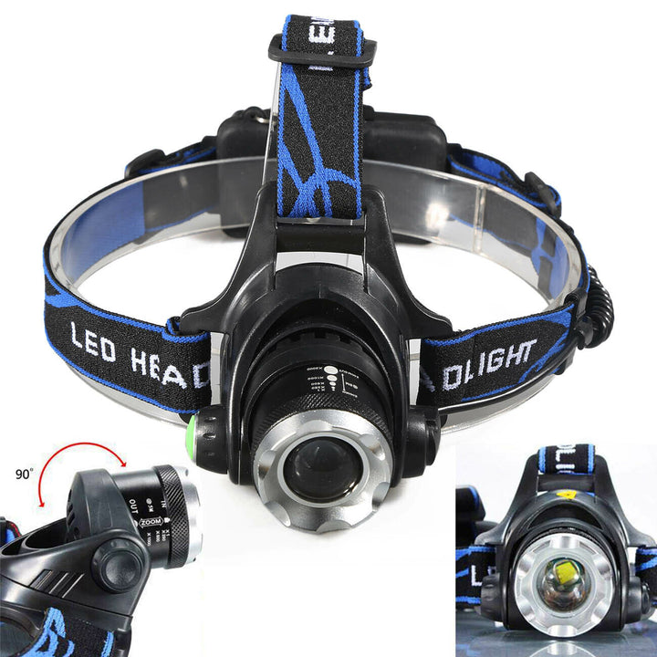 Outdoor headlamp in action, illuminating a dark path during night hiking