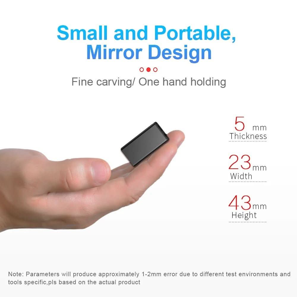 Portable memo recorder, 16GB/32GB options. Ultra-compact voice recorder with USB connectivity for easy transfer.