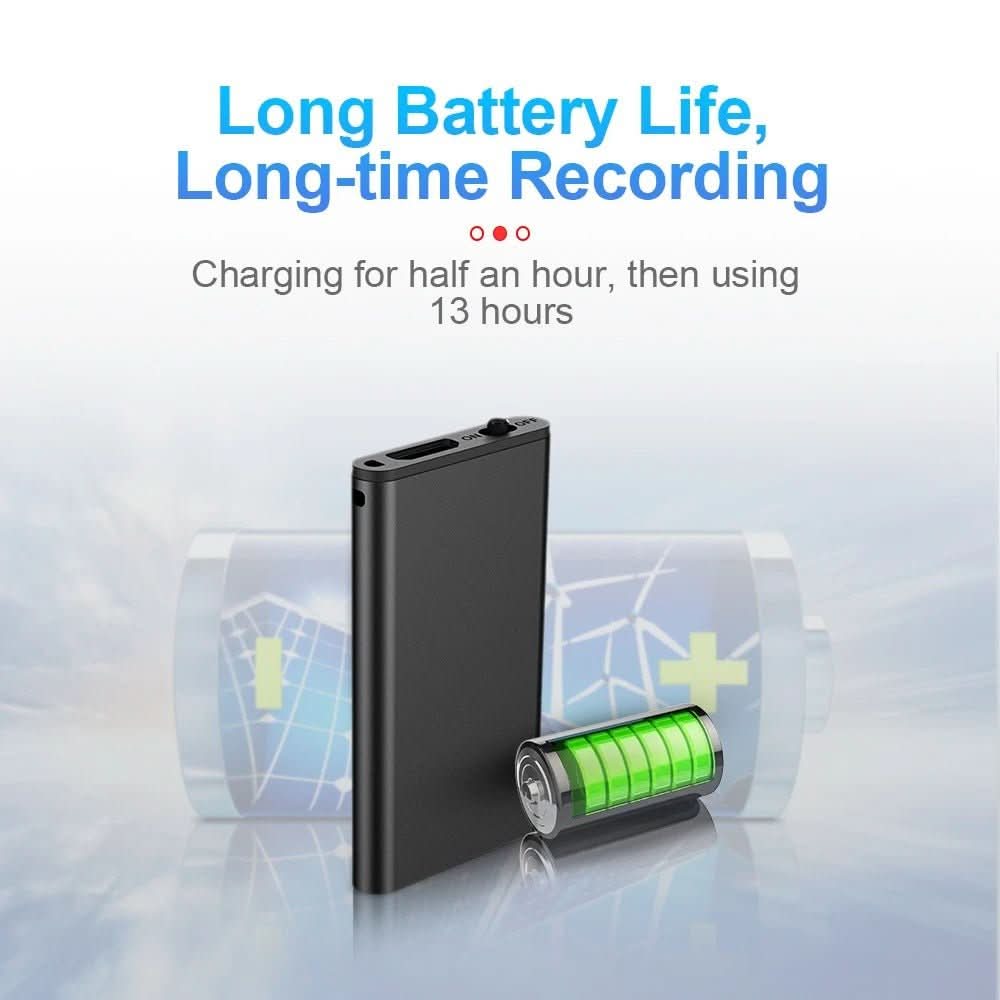 Easy-to-use audio recorder with voice activation & long battery. Compact, ultra-light sound recorder for memos.
