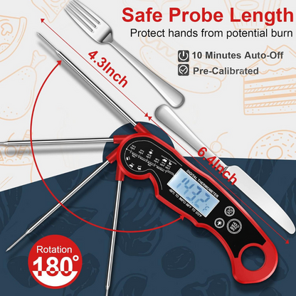 Precise GrillGauge digital meat thermometer, waterproof and fast read for professional and home cooking results.