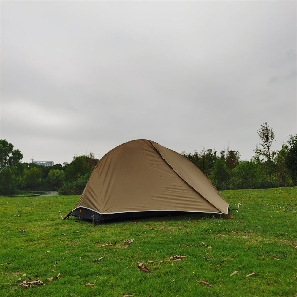 Compact all-season bivy tent for one, packed size, essential ultralight camping shelter
