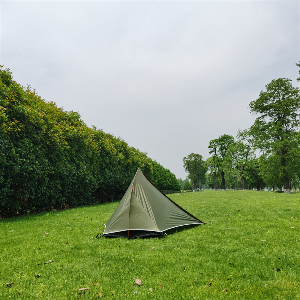 Bivy tent for 1 person, pitched on a mountain trail, perfect solo adventure outdoor shelter