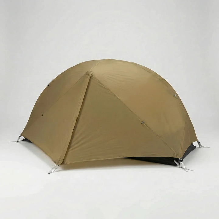 Spacious interior of an ultralight 1-person hiking tent. Ideal solo outdoor shelter for a comfortable night's sleep.