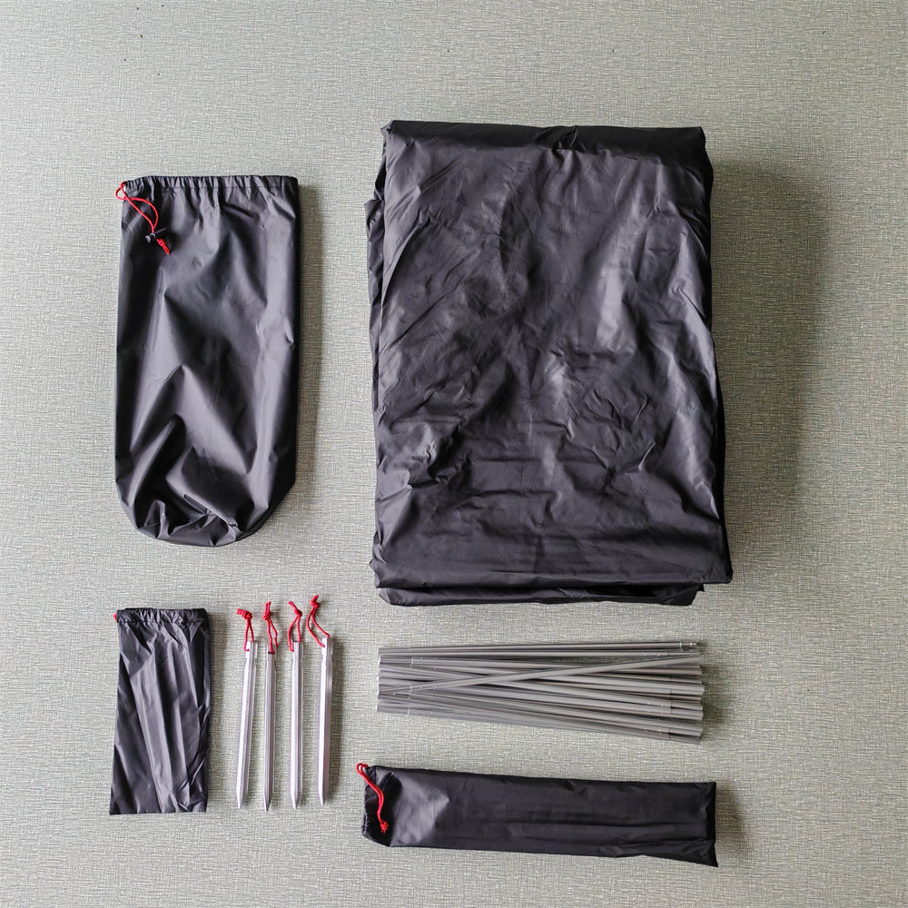 Side view of the army green ultralight 2-person tent, demonstrating its aerodynamic shape for challenging weather.