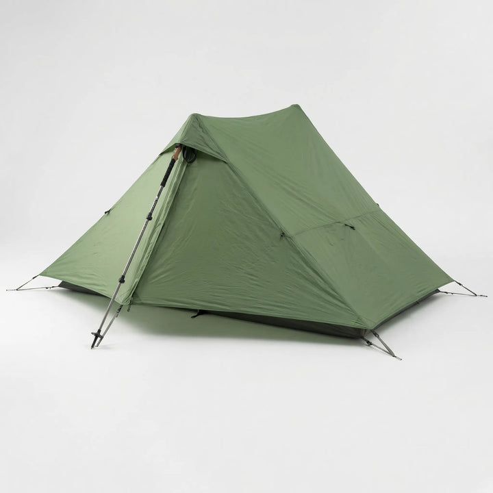 Durable siliconized ultralight 2-person trekking tent, waterproof 4-season outdoor gear for backpacking.
