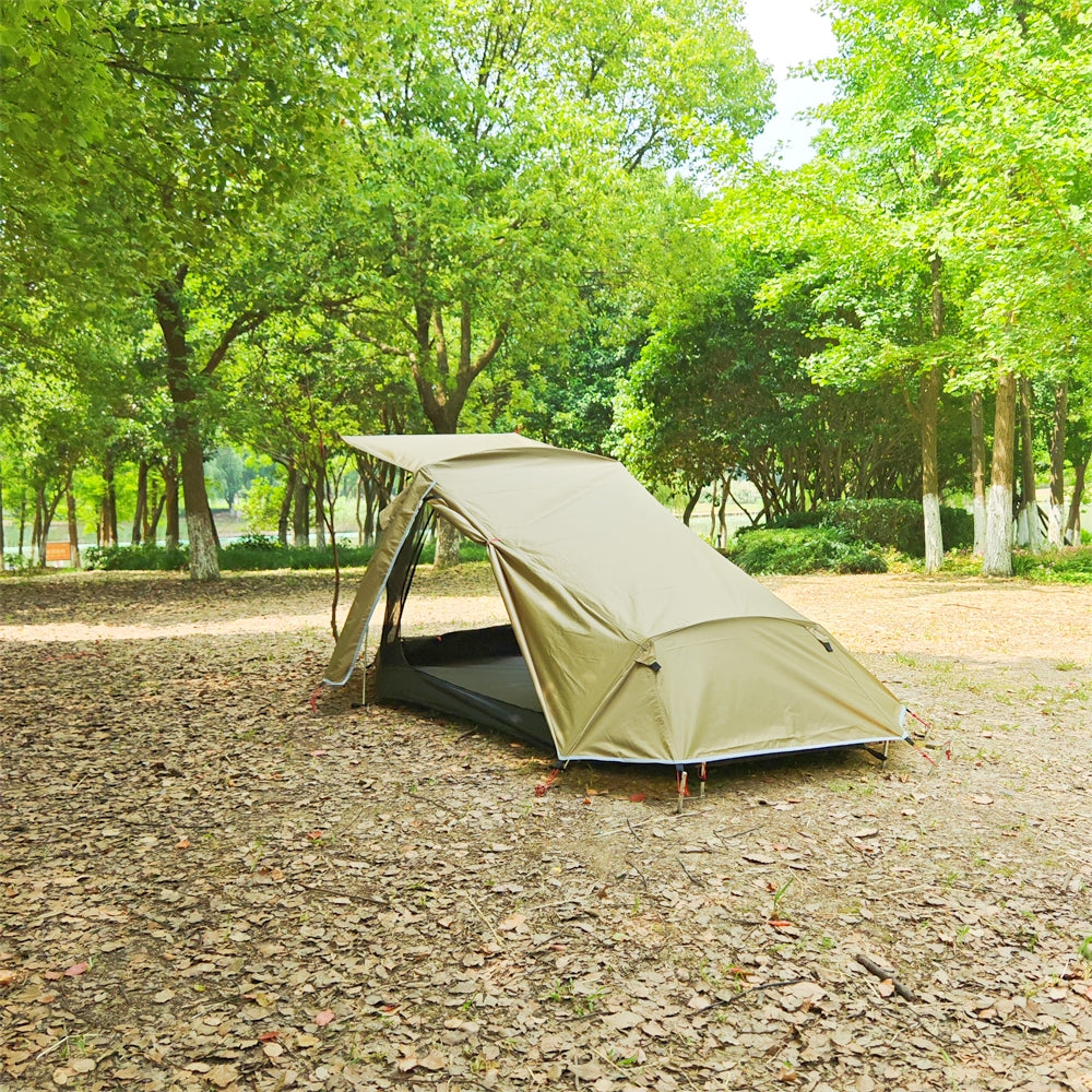Tunnel camping tent for two, ultralight, waterproof material, easy setup