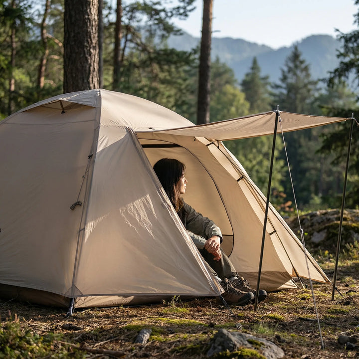 Ultralight 3-season hiking & backpacking tent in a natural setting. Perfect outdoor shelter for travel.