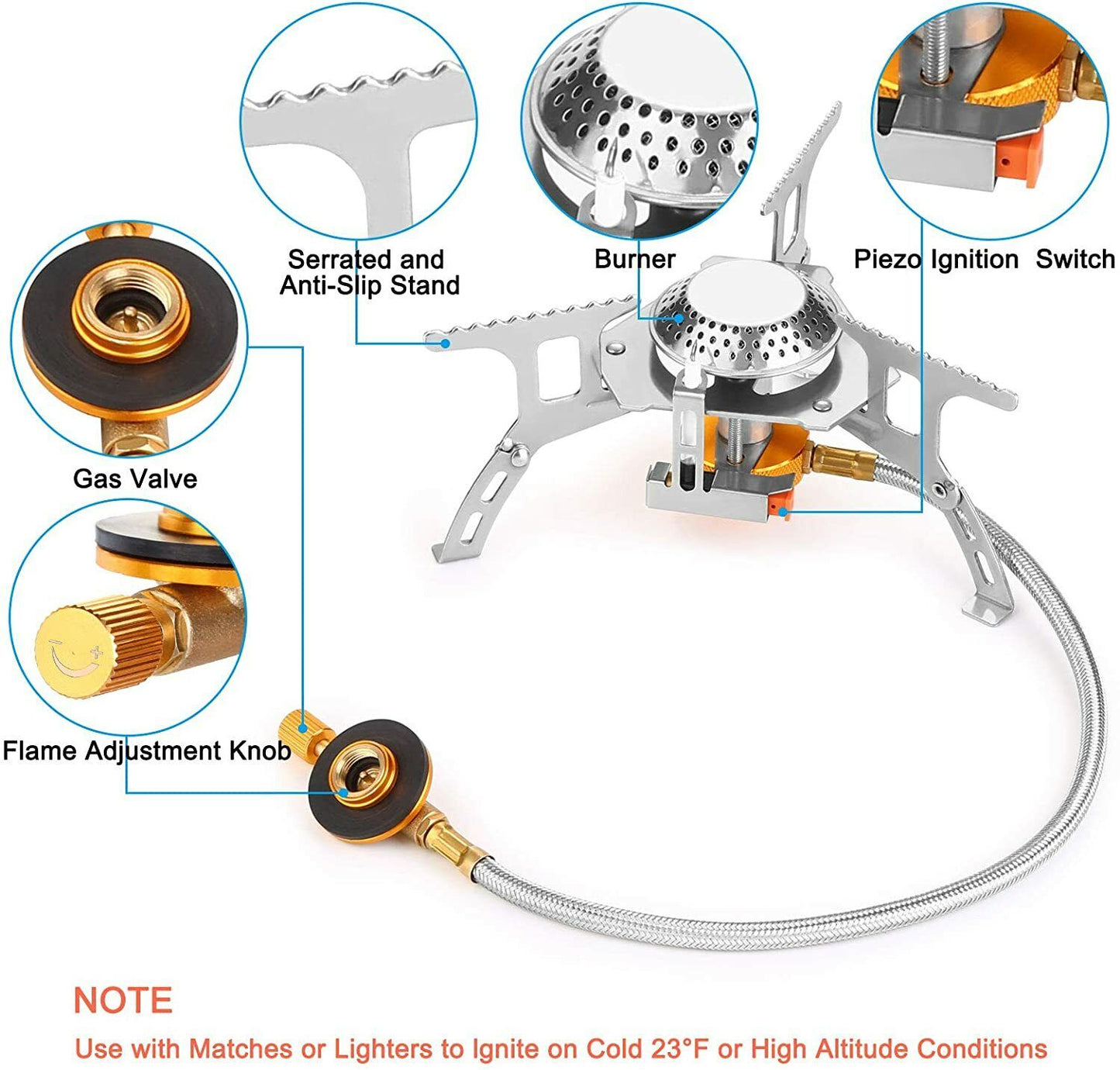 Ultralight 3700W Portable Camping Gas Stove with Piezo Ignition