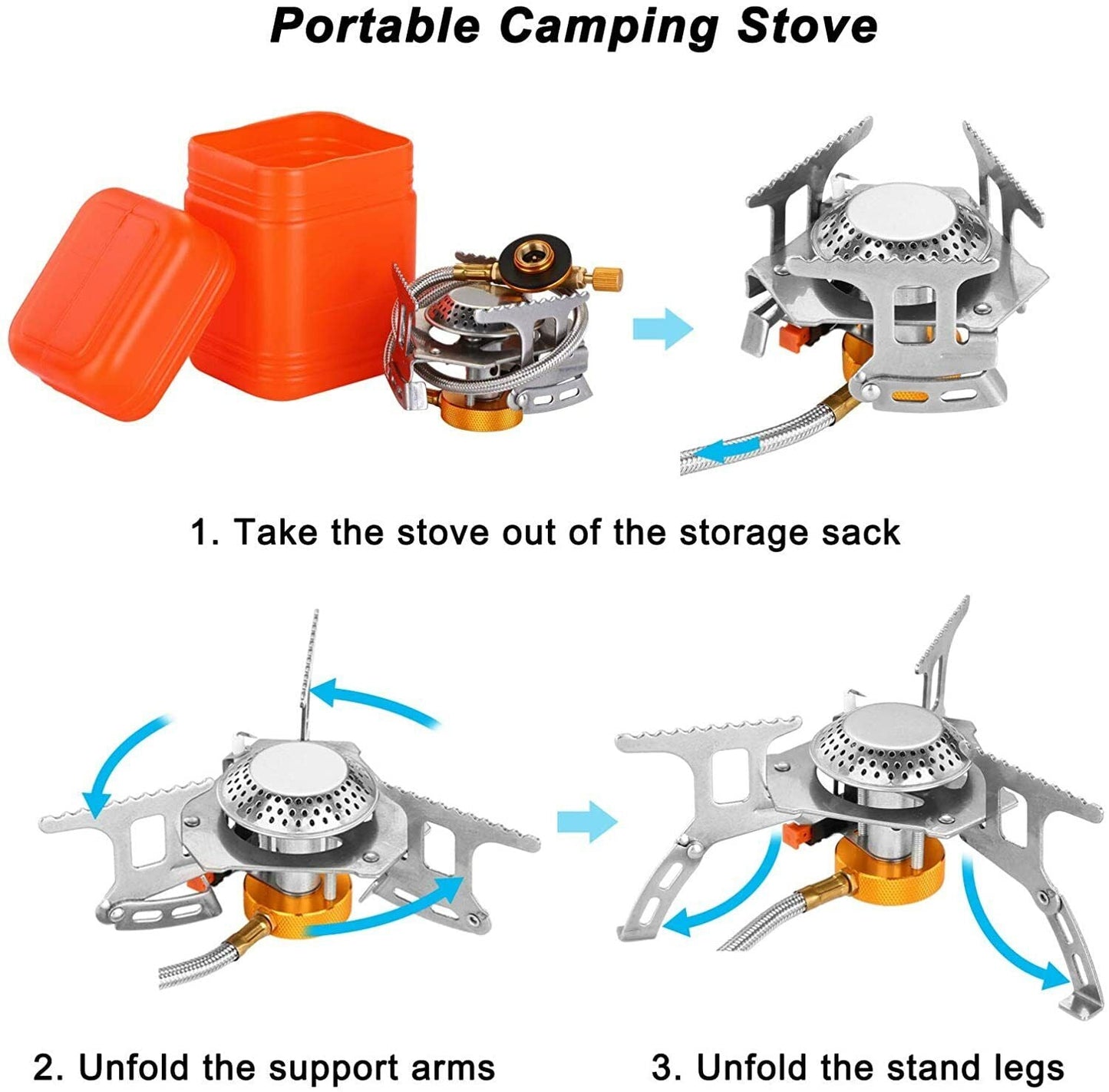 Ultralight 3700W Portable Camping Gas Stove with Piezo Ignition