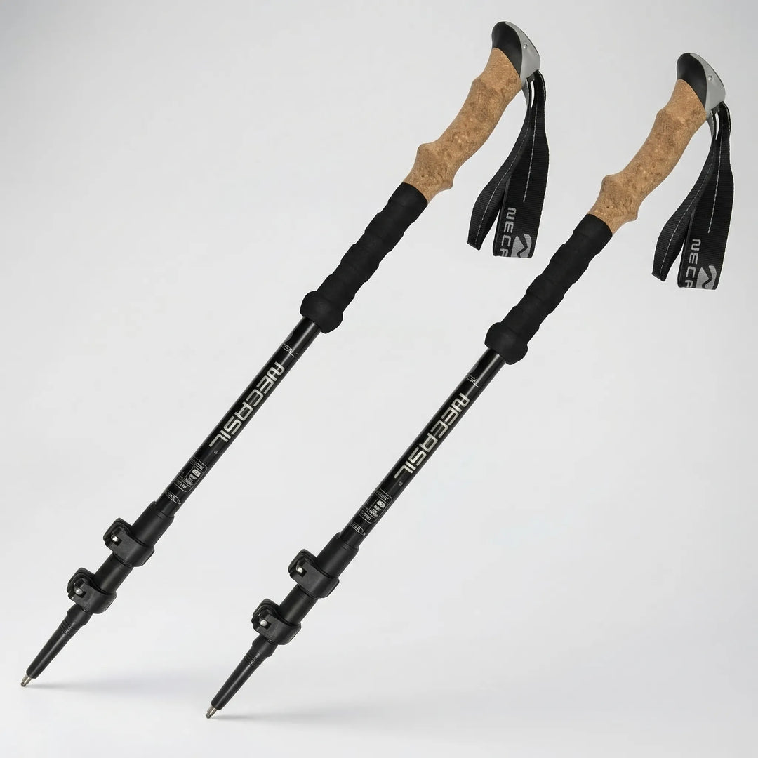 Lightweight adjustable hiking poles for men & women. Durable, collapsible design for stable trail support.