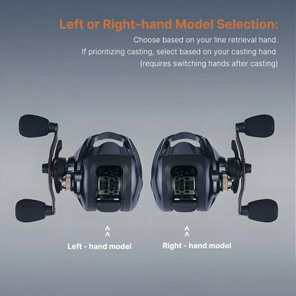 Modern ultralight baitcasting reel for fishing, featuring exceptional long distance cast control.