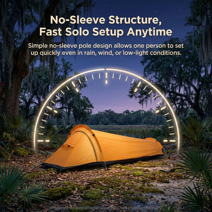 Close-up of the waterproof fabric of an ultralight bivy tent.