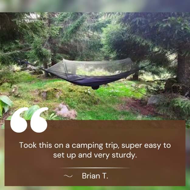 Comfortable camping hammock with an integrated bug net, ensuring an enjoyable and safe travel experience
