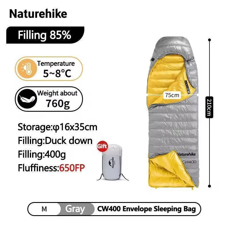 Duck down sleeping bag in a tent, highlighting its use for winter camping and outdoor survival