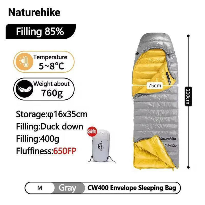 Duck down sleeping bag in a tent, highlighting its use for winter camping and outdoor survival