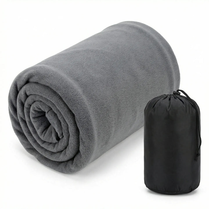 Portable fleece sleeping bag liner, perfect for hiking, travel, and camping comfort.