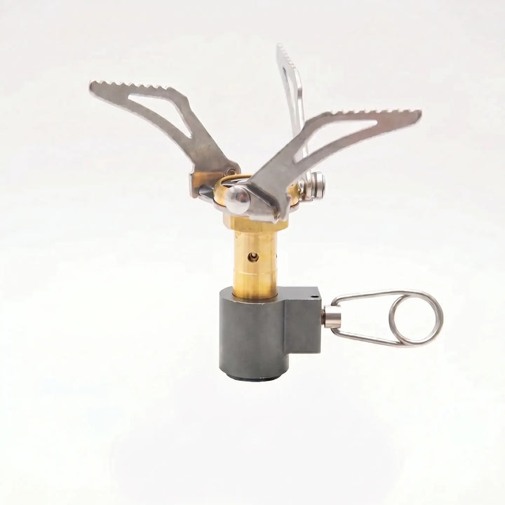 Portable camping gas burner, ultralight & compact for outdoor cooking, hiking, and survival gear.