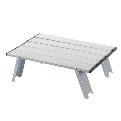 Backpacking gear: ultralight aluminum folding table, compact & durable for camp meals