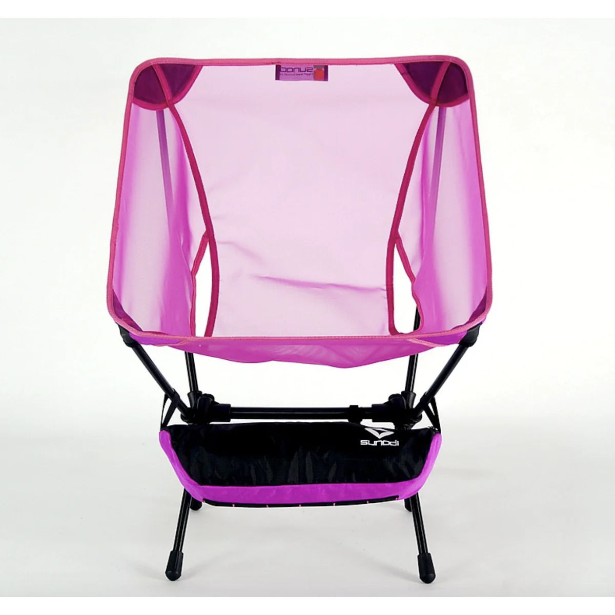 Ultralight folding chair with black mesh fabric, designed for outdoor use and portability