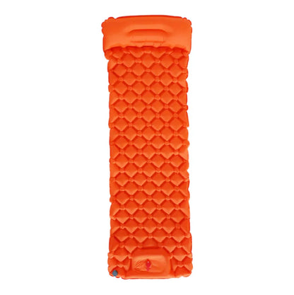 Side profile of the inflatable camping mattress, showing its cushioning thickness.