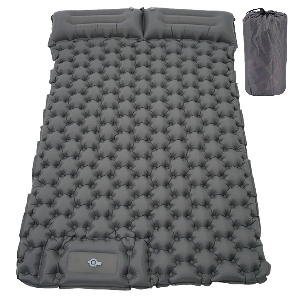 Foot pump operated ultralight mattress, a convenient solution for camp sleeping.