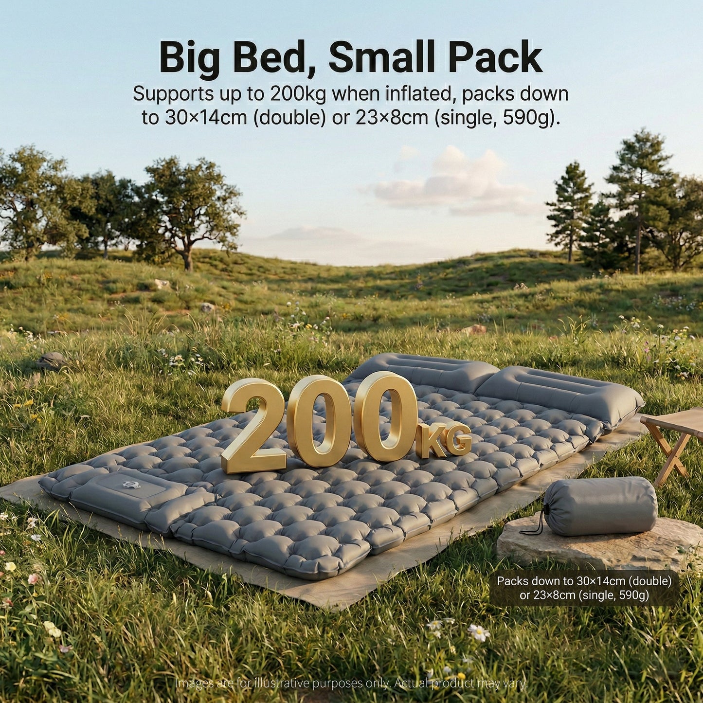 Compact roll of ultralight sleeping pad, perfect for backpacking and camping.