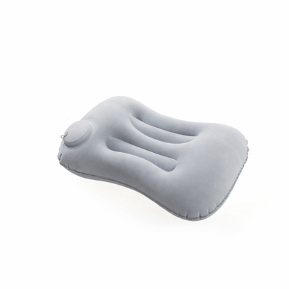 Camping gear must-have: ultralight inflatable pillow, offering lumbar and neck support for comfortable nights.