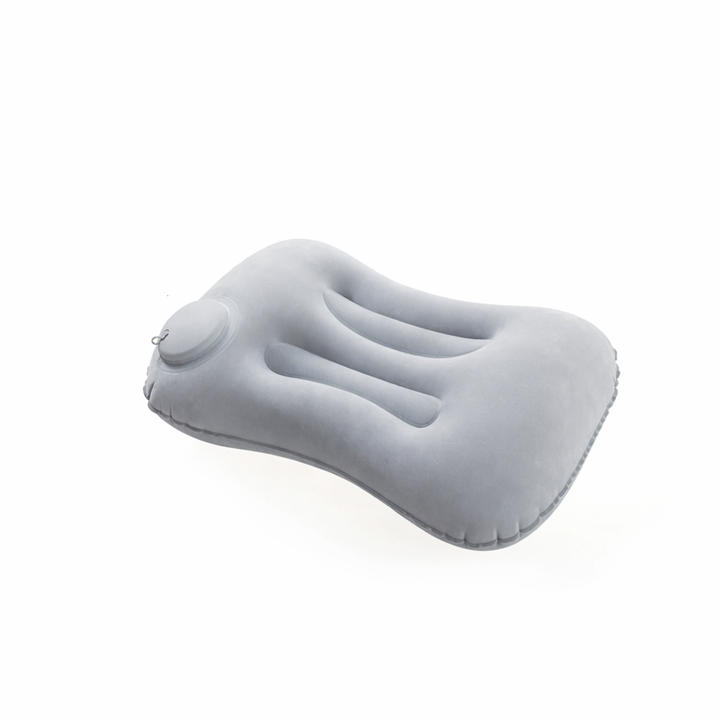 Camping gear must-have: ultralight inflatable pillow, offering lumbar and neck support for comfortable nights.